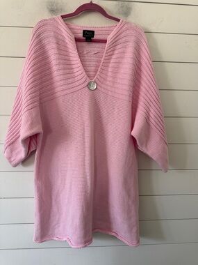 PURE HANDKNIT  L/XL Chunky Knit Cotton Poncho Style Tunic  Sweater